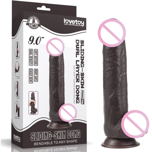 Фаллоимитатор LoveToy Sliding-Skin Dual Layer Dong 9" Black