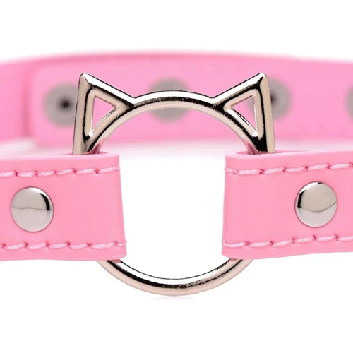 Чокер Master Series Kinky Kitty Ring Slim Choker Pink