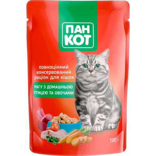 Влажный корм ПанКот Для кошек Домашняя птица 100 г х 24 шт. (4820111141012-24): Тип Влажный корм
