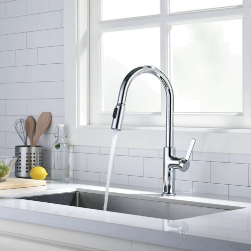 Смеситель для кухни Lefton Copper Kitchen Pull-Down Faucet with 3 Water Outlet Modes-KF2202 Chrome: Термостат Нет