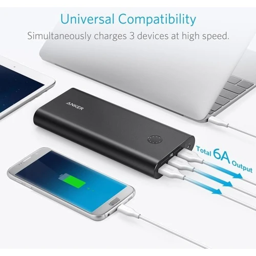Зовнішній акумулятор ANKER Power Bank PowerCore+ 26800mAh QC3.0 Black (A1374H11): Ємність батареї, мАг 26800