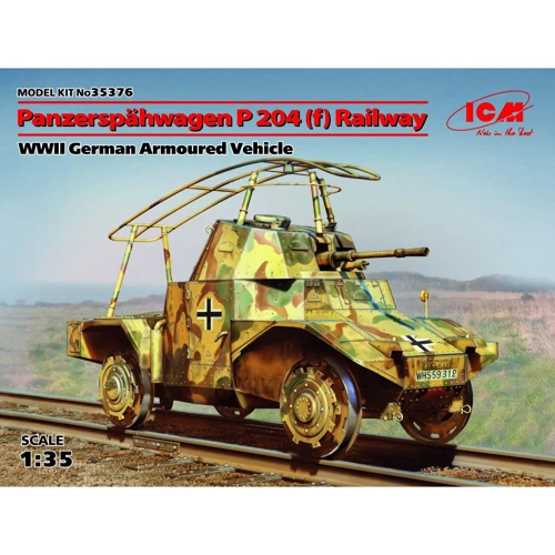 Залізничний німецький бронеавтомобіль Panzerspahwagen P 204 (f), II МВ WWII German armored vehicle Panzerspahwagen P 204 (f) Railway (ICM35376)