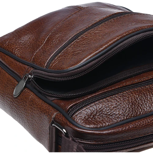 Мужская сумка планшет Borsa Leather коричневая (K18490-brown): Тип ручки Плечевой ремень