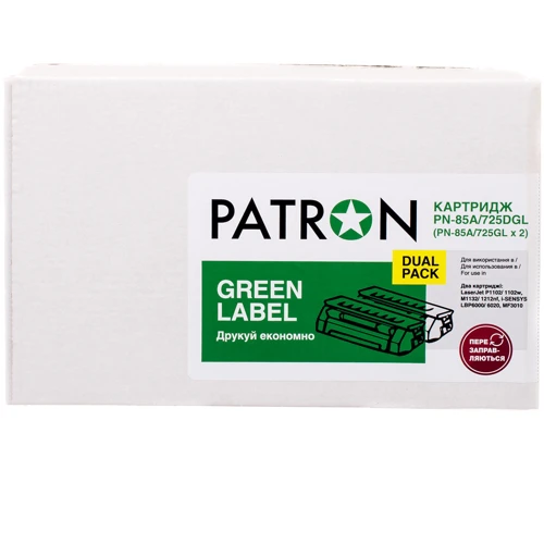 

Patron Hp Lj CE285A/CANON 725 (PN-85A/725DGL) Dual Pack Green Label CT-HP-CE285AD-PN-GL