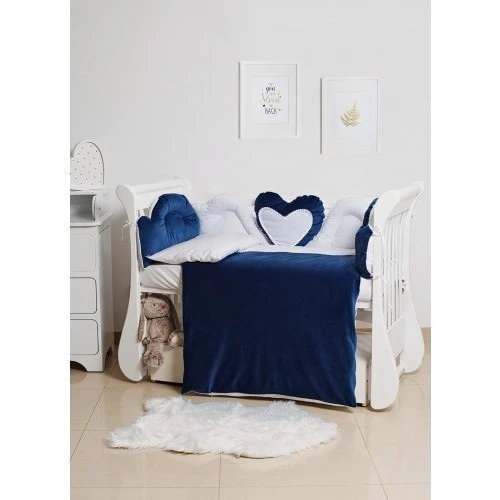 Постельный комплект 6 эл. Twins Romantic Heart 4024-R-009-09, blue, синий: Размер для кроваток 120x60см