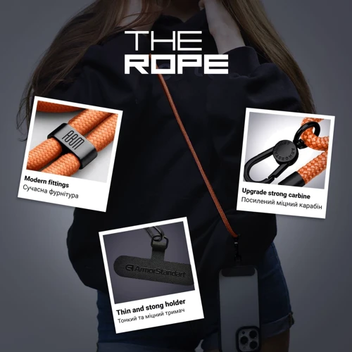 Ремешок для смартфона ArmorStandart Rope Black Tangerine with Dark holder (ARM76094) фото 3