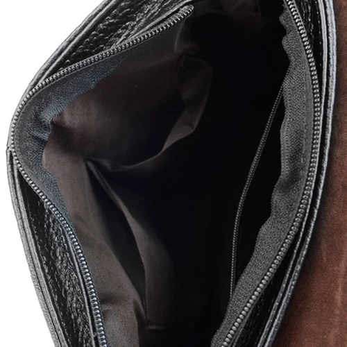 Чоловіча сумка планшет Borsa Leather чорна (1t8153m-black): Застібка Блискавка