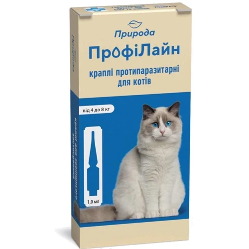 Капли на холку Профилайн для кошек 4 кг-8 кг 1 уп. 1 пипетка 1,0 мл инсектоакарицид (PR241267)
