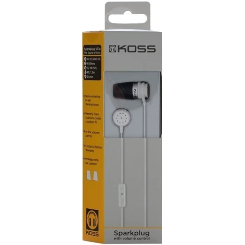 Навушники Koss Spark Plug VCw Noise Isolating White: Тип конструкції вакуумні