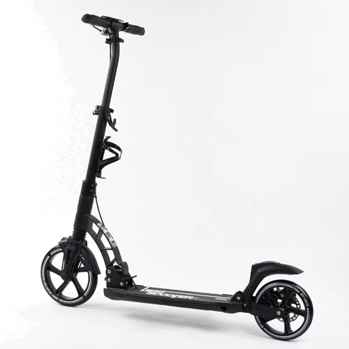 Самокат двухколесный Best Scooter PU колеса, 2 амортизатора, дисковый тормоз Black (100078): Материал колес полиуретан