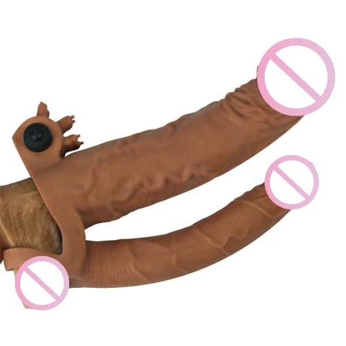 Насадка LoveToy Pleasure X-Tender Vibrating Double Penis Sleeve Brown Add 2"
