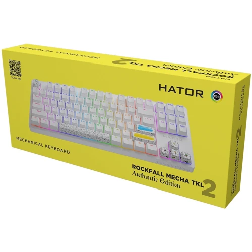 Клавіатура Hator Rockfall 2 Mecha TKL Authentic Edition Aurum Milky Way Silent USB White (HTK-531): Тип клавіш механический