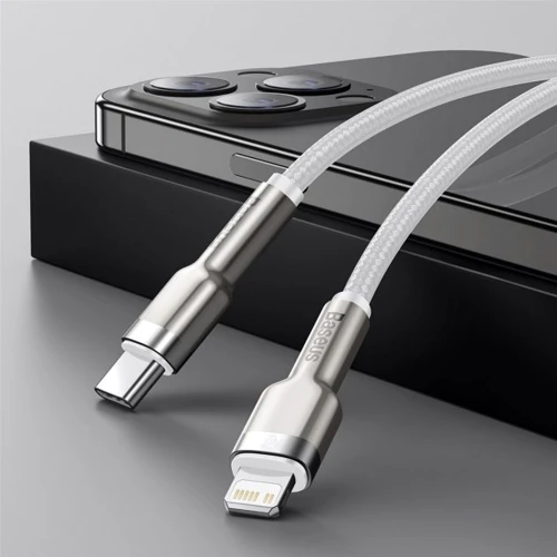 Кабель Baseus Cable USB-C to Lightning Cafule Metal PD 20W 1m White (CATLJK-A02) фото 8