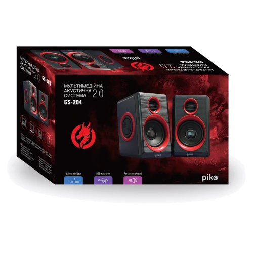 Акустическая система Piko GS-204 Black-Red: Выходная мощность колонок 6 Вт