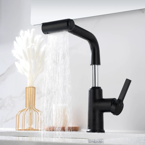 Смеситель для раковины Lefton Single-Hole Waterfall & Pull-Out Liftable Bathroom Faucet-BF2209 Matt Black: Вид монтажа Врезной