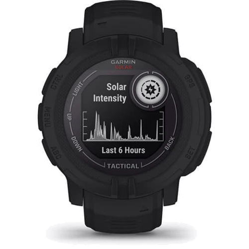Смарт-годинник Garmin Instinct 2 Solar Tactical Edition Black (010-02627-03): Час роботи до 28 днів у режимі розумного годинника, GPS: До 30 годин. Модель із сонячною батареєю