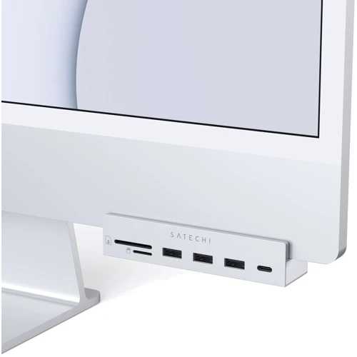 Адаптер Satechi Adapter Aluminum USB-C to USB-C+SD+3.5mm+3xUSB Silver for iMac 24 (ST-UCICHS): Цвет серебристый