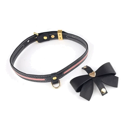 Нашийник з повідцем LOCKINK Sevanda Love Heart Butterfly Leather Collar Set - Black