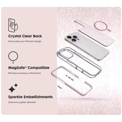 Чехол для iPhone LAUT AERO SPARKLE MagSafe Pink (L_IP24A_AS_P) for iPhone 16 фото 7