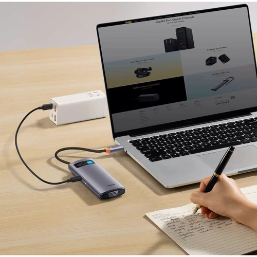 Адаптер Baseus Adapter USB-C to 3xUSB3.0+HDMI+USB-C PD+VGA Gray (WKWG030013) фото 4