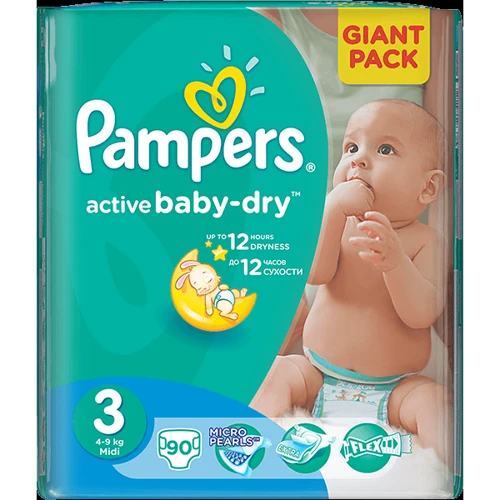 PAMPERS Active Baby-Dry Midi Giant 90 (4-9 кг)
