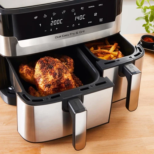 Фритюрница Tefal Dual Easy Fry & Grill EY905D10: Материал корпуса нержавеющая сталь, пластик