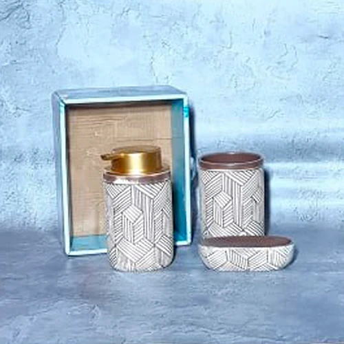 Набор для ванной комнаты S&T TWO 3 пр. (899-2): Тип Подставка для зубных щеток, Мыльница, Дозатор для мыла