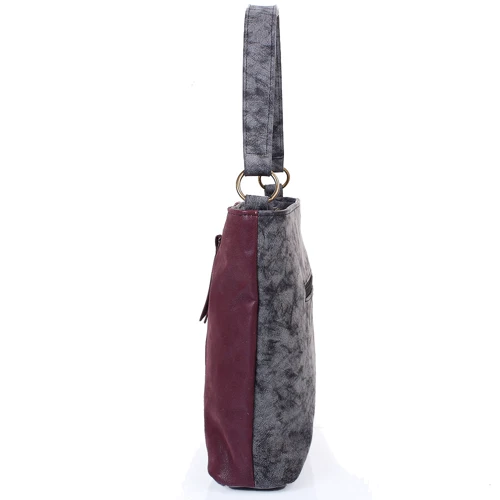Женская сумка-мешок Laskara разноцветная (LK10206-black-wine): Материал Искусственная кожа
