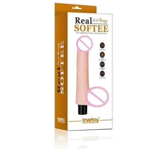 Вибратор LoveToy Real Softee Vibrator With Balls Flesh 8"
