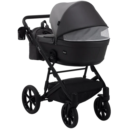 Коляска 2 в 1 Bair Kiwi шкіра 100% BK-21/15 сірий - графіт: Матеріал коліс резина