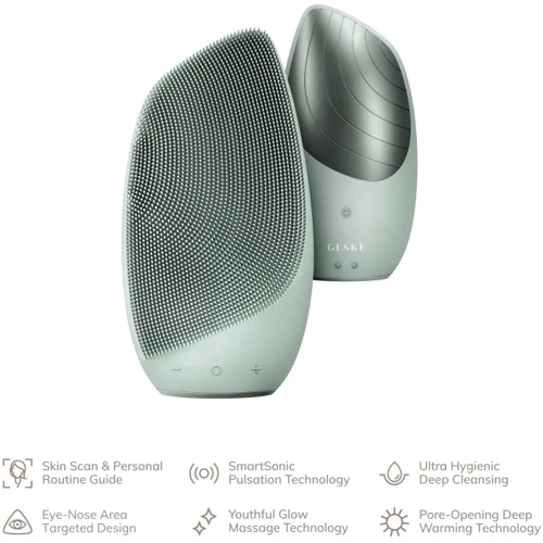 Електронна звукова термощітка для обличчя GESKE Sonic Thermo Facial Brush 6в1 green фото 3