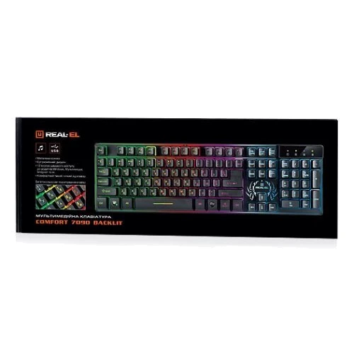 Клавіатура REAL-EL Comfort 7090 Black USB (EL123100031): Кількість клавіш 110