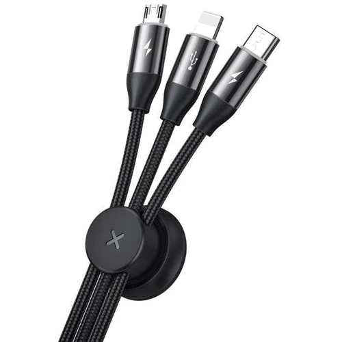 Кабель Baseus USB Cable to Lightning/microUSB/USB-C Car Co-Sharing 3.5A 1m Black (CAMLT-FX01) фото 3