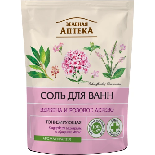 Зелена Аптека Сіль для ванн вербена та рожеве дерево дой-пак 500 g