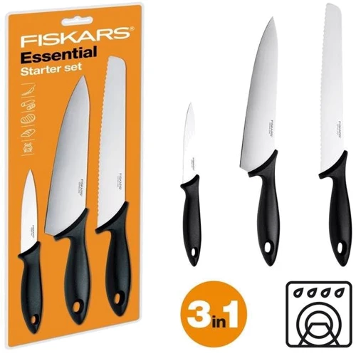 Набор кухонных ножей Fiskars Essential Starter 3 шт. (1023784): Количество предметов 3