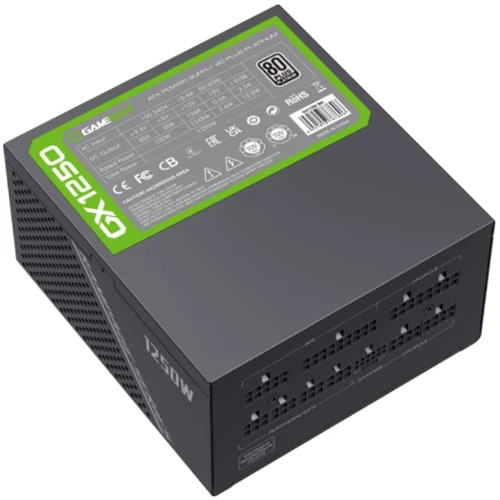 Блок питания GameMax GX-1250 PRO BK: Коннекторы 20+4 pin / 2х4 +4 pin / HDD (IDE): 3 / SATA: 10 / FDD: 1 / 4x6+2pin, 1x16pin (12VHPWR)