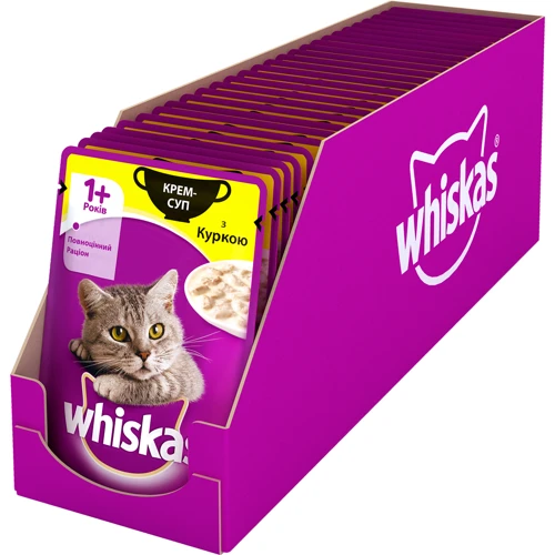 Влажный корм для котов Whiskas крем-суп с курицей 85г (4770608255435): Вес упаковки 85 г