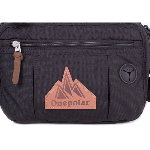 Мужская сумка через плечо Onepolar черная (W3016-black): Фактура Тканая