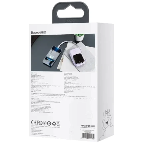 Внешний аккумулятор Baseus Power Bank 20000mAh Qpow Display Quick Charging 20W Purple (PPQD-H05)