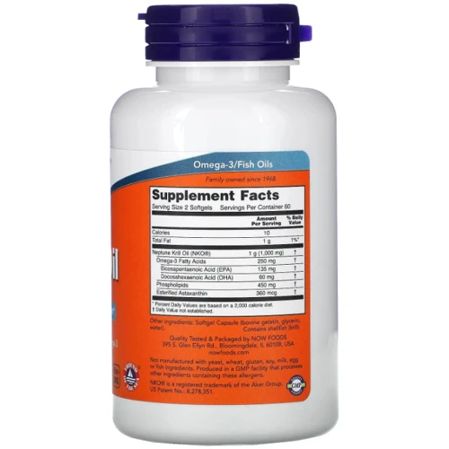 Now Foods Krill Oil Neptune 500 мг 120 гелевих капсул: Тип Масло криля