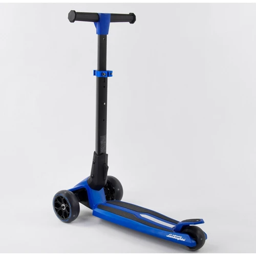 Самокат Lamborghini трехколесный складной алюминиевый руль, колеса PU со светом Blue/Black (101283): Тип тормоза ножной