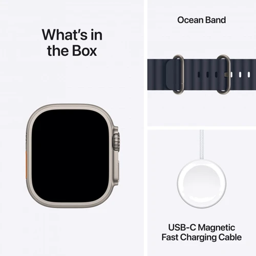 Apple Watch Ultra 2 2024 GPS + Cellular 49mm Natural Titanium Case with Navy Ocean Band (MX4D3UL/A) фото 9