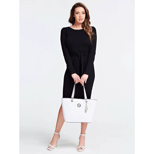 Женская сумка тоут Guess Kamryn Tote белая (HWBQ6691230-WHI): Фактура Стеганая, Матовая