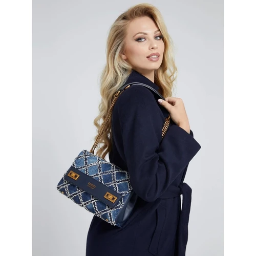 Женская сумка через плечо Guess Katey Flap Shoulder Bag синяя (HWQD7870190-DMU): Пол Женский