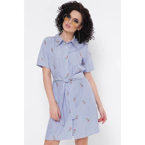 Платье FashionUp PL-1767F-42 42 синее повседневное до середины бедра: Состав Хлопок