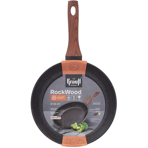 Сковорода Krauff RockWood 26 см (88-222-068): Антипригарное покрытие GreblonC3 MegaStone
