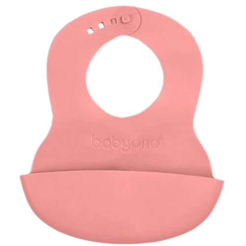 Нагрудник BabyOno мягкий с регулируемой застежкой 32x23 см розовый (835/04)