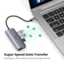 Адаптер Ugreen Adapter USB-C to 3хUSB 3.0+RJ45 Gray (60718): Дополнительные разъемы Ethernet, USB OTG