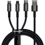 Кабель Baseus USB Cable to Lightning/microUSB/USB-C Tungsten Gold One-for-three Fast Charging Data 3.5A 1.5m Black (CAMLTWJ-01)