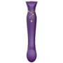 Смартвибратор 3в1 Zalo - Queen Twilight Purple, пульсирующая жемчужина и вакуум, кристалл Swarovski